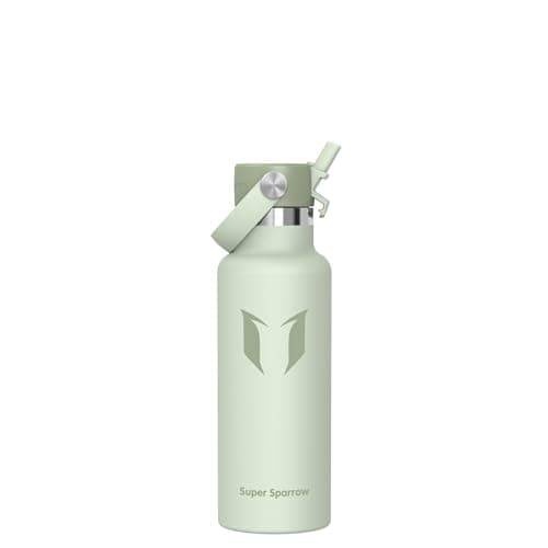 Super Sparrow Water Bottle Stainless Steel 18/8 - Metal Water Bottle - 500ml - Vacuum Insulated Water Bottles - Water Bottle with Straw Lid - Sports Bottle Flask for Gym, Travel, Sports