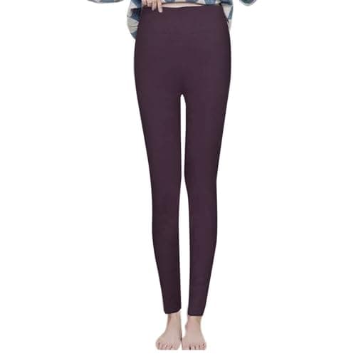 Thermal Leggings Women with Pockets High Waist Thermal Leggings with Pockets Long Winter Warm Tummy Control Yoga Fitness Stretchy Pants Trousers Outdoor Travel Hiking Camping Skiing Rose Gold