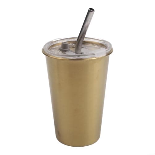 Homeponnew Gold Travel Coffee Tumbler 500ml with Straw Insert(Gold 500ml) — view 2