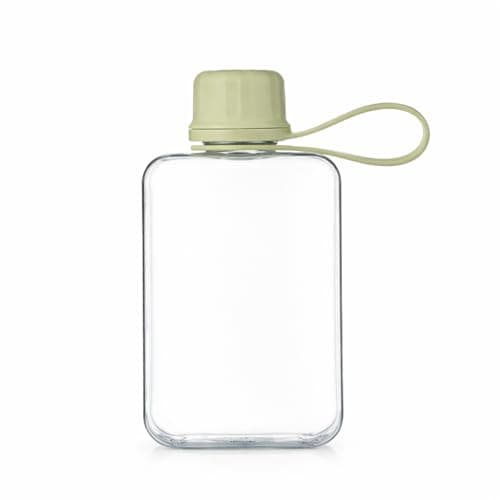 IDIDG Flat Water Bottle Travel Flask Portable 8.2 oz BPA Free Tritan Square Small Water Bottles Leakproof Slim Water Bottle for Purse Travel Pocket Sports Fitness (Green, 8.2 OZ)