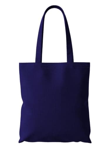 Wonky Line Premium Cotton Tote Bag, Eco-Friendly Shopping Bag, 100% Cotton Canvas, Reusable Grocery Cloth Bag, Extra Strong Long Handle Double Stitched Ideal for Printing (Navy)