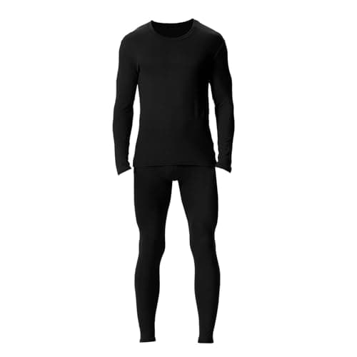 Men's Thermal Underwear Set Fleece Lined Base Layer,Winter Warm Long Sleeve T Shirts and Pants for Cold Weather Protection with Comfort Stretch Fit and Moisture Wicking (Black, XL)