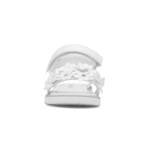 Walkright Florian Girls White Flower Flat Sandal - Size 2 UK - White — view 3