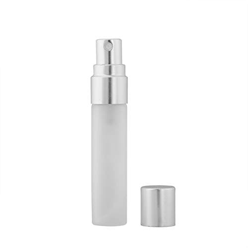Enslz 10pcs Fine Mist 5ml Atomizer Clear Frosted Glass Bottle Vial Spray Refillable Liquid Fragrance Perfume Empty Scent Bottle for Travel Makeup Party (Silver) — view 3