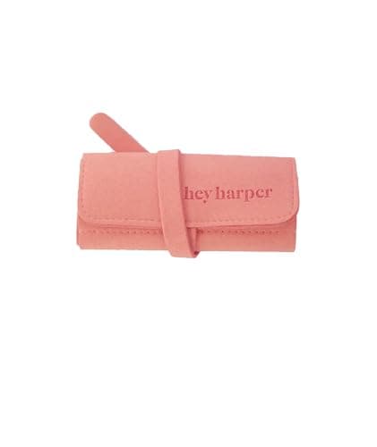 Hey Harper Travel Jewelry Organizer Roll – Compact Storage Pouch for Rings, Earrings, Necklaces & Bracelets – Foldable Case for Women (Included Only Roll) (Coral)