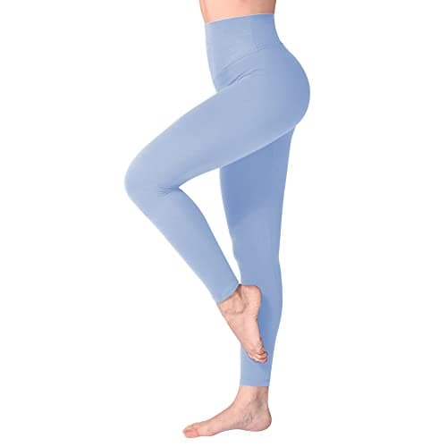 SINOPHANT High Waisted Leggings for Women Workout Gym Yoga Light Blue L-XL
