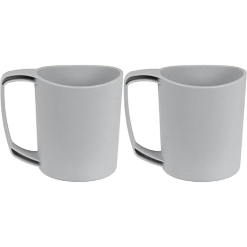 Lifeventure Ellipse Reusable Big Mug for Camping, Travel & Outdoor - Light Grey (Pack of 2)