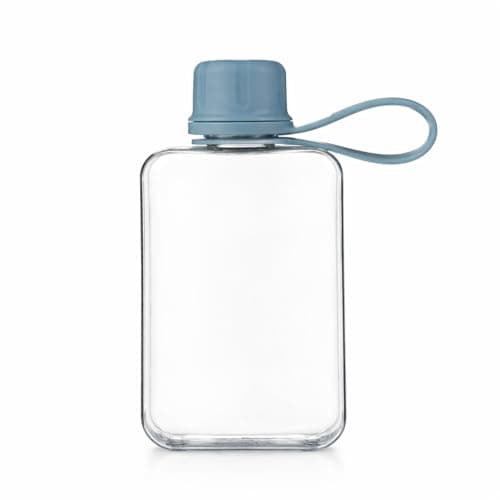 IDIDG Flat Water Bottle Travel Flask Portable 8.2 oz BPA Free Tritan Square Water Bottle Leakproof Slim for Purse Travel Pocket Sports Fitness (Blue, 8.2 OZ)