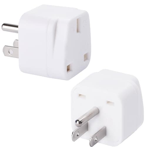 Wirafix UK to US Plug Adaptor, 2 Pack Thailand Travel Adapter, Brushed Surface USA Travel Adapter, Travel Adaptor from UK To USA,Thailand, Mexico, Canada, Colombia, White (Type B)