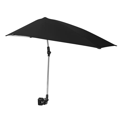 Versa-Brella Adjustable Umbrella with 360 Degree 3-Way Swivel, UPF 50+ Lining for Chairs, Lightweight & Easy Set Up, 107cm, For Beach, Camping, Outdoor Patio,Sports Activities and Strollers- Black