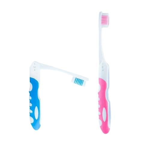 SDKZBFC 2 Pack Foldable Travel Toothbrushes, Reusable with Soft Bristles