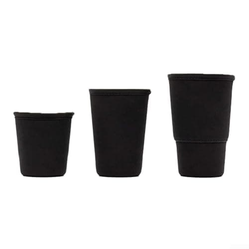 Reusable Neoprene Cup Sleeve Thermal Coffee Tea Protector, Heat Insulated Drink Holder for Hot Beverage Grip, Travel Camping Mug Cover, Takeaway Cup Holder(L Black)