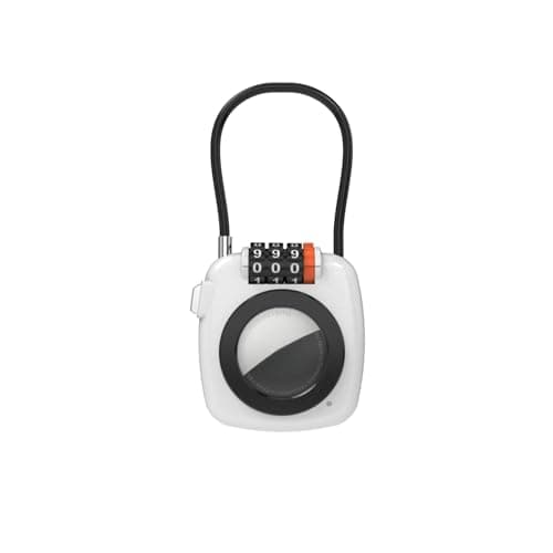 Decuil Luggage Padlock with Tracker, Combination Lock with Smart Tag Compatible with Apple Find My, for Airtag Holder with Cable Lock for Travel, Pet Tracking, Bags, Keys, Luggage, White