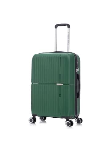 Medium Suitcase Unbreakable Hard Shell on 4 Dual Spinner Wheels Super Lightweight Hold Check in with Built-in TSA Lock | Green