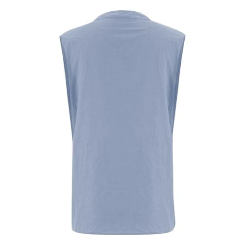 Womens Cotton Linen Casual Tank Tops Oversize Sleeveless V Neck Solid Color Button Down Shirts Ladies Summer 2025 Vacation Travel Trendy Blouses Plus Size Light Blue — view 4