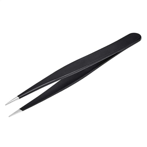 Amazon Basics Set of 4 Pack Professional Stainless Steel Tweezers for Facial Hair, Eyelash, Eyebrow or Ingrown Hair, with Travel Case, Black — view 5