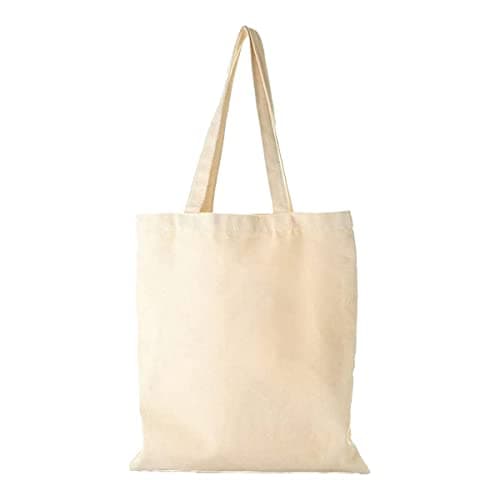 Clossy London 100% Cotton Canvas Reusable Shoulder Tote Bag Natural Colour with handle for Shopping Grocery Handbag Eco-Friendly Organic material decays and compost easily recyclable (Natural)