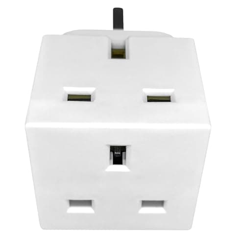 LUXFAB 2 Way Double Plug Adaptor 3 Pin Power Adapter Plug Splitter 13A Multi Plug Adaptor 2 Way Plug Adapter UK Cube Electric Double Adapter Plug UK Wall Plug (2 Way (Pack of 1)) — view 2