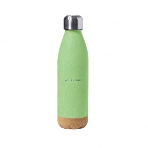 Personalised 650ml BPA-Free Water Bottle with Natural Cork Base & Stainless Steel Lid - Custom Printed Reusable PE Drinking Bottle for Gym, Office, School & Travel