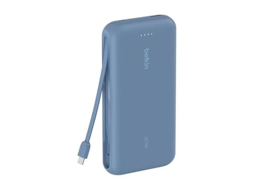 Belkin BoostCharge 20000mAh Power Bank with Integrated USB-C Cable - Blue — view 4