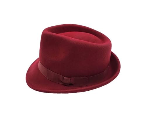 Classic 100% Wool Trilby Hat for Men & Women | Unisex Design | Fedora Jezz Hat | Elegant Trilby Hat (UK, Alpha, M, Standard, Maroon) — view 2