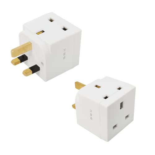 Swiss Edge 2 Way 3 Pin Power Adapter Plug Splitter - Cube Electric 13A Multi Wall Plug Extension Double Socket UK (Pack of 1) — view 5
