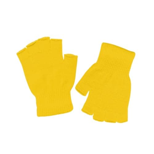 DOOVID Winter Knit Warm Mittens for Women & Men - Stretch Half Finger Gloves, Yellow, One Size