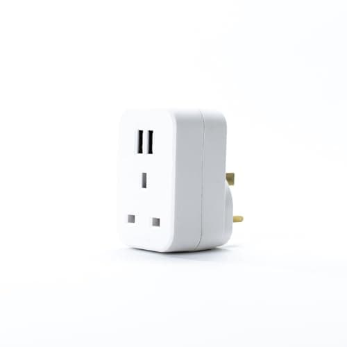 STATUS Multi USB Plug Adapter White, 2 Port USB Adaptor Plug Through, S2USBPTAWH1PK3 — view 2
