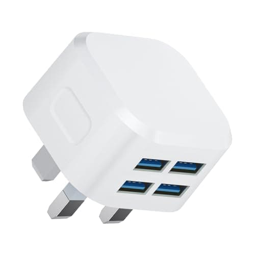 USB Plug,Multi USB Charger Plugs Adaptor UK 5V/5A 25W Phone Plugs with 4 USB Port Multiple Way 3 Pin Double Mains Charge Head 5V 5AMP Multiport Charging for iPhone 14 13 12 11 SE XS XR X 8 7 6 5,iPad