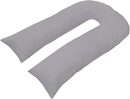 ARLINENS 12ft Long U Shaped Full Body & Back Support Pillow Extra Fill With Hollow Fiber-Soft Relieve Pain Pregnancy & Leg Support Pillow with Free Pillowcase (Silver)