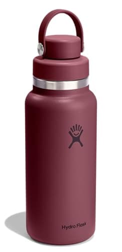 Hydro Flask Water Bottle - Insulated Stainless Steel - Wide Mouth Flex Chug Lid, Non Spill, Leakproof in 32 Oz Burgundy — view 2