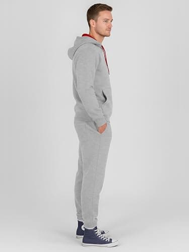 Love My Fashions® Men’s Tracksuit Full Sleeve Contrast Fleece Top & Bottom Cord Set Zipper Hood Jogging Suit Set Plus Sizes — view 3