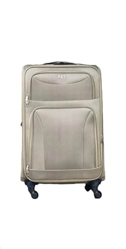 Cabin Suitcase, 20 inch, 4 Wheels Spinner, Expandable, Soft Shell Luggage, 55x35x20cm, with 3-Digit Combination Lock (Khaki, Cabin)