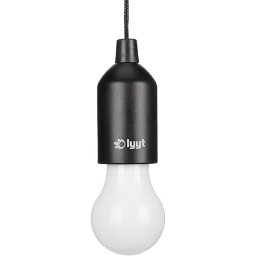 Lyyt Portable LED Pull Light with Adjustable Cord, Ideal for Indoor and Sheltered Outdoor Use, Battery-Powered with Super Bright 60 Lumens Output Cool White