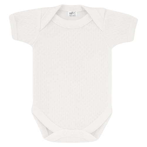 Baban Baby Thermal Bodysuit Vests Short Sleeve, White, 6-12 Months