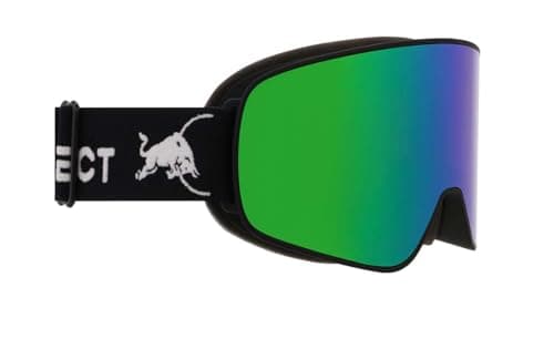 Red Bull Spect RUSH 18GR3 Ski Goggles Matte Black with Brown/Green Mirror Lens Unisex Snow Goggles, 100% UV Protection, Anti-Fog and Anti-Scratch, Helmet Compatible