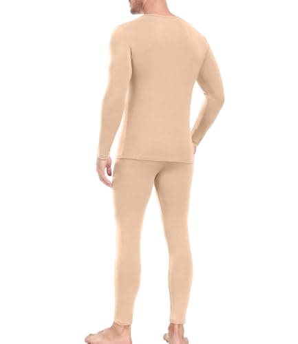 wirarpa Men's Thermal Underwear Set Cotton Long Johns Base Layer Beige L — view 2