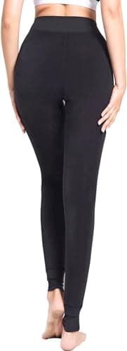 Fioeyr Women Ladies Thermal Winter Thick Velvet Stretchy Fleece Lined Leggings Pant Elastic High Waisted Tight Dark Grey — view 4