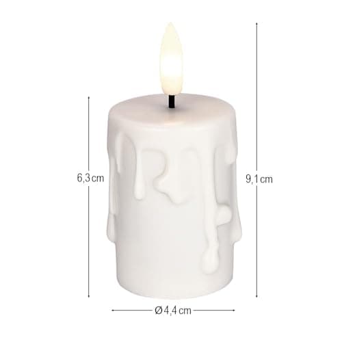 Ideen mit Herz Real Wax Coated LED Candles | Pack of 2 | Cream | Christmas | Warm White | Realistic Flame Effect | Timer Function | Battery Operated (with Wax Drops) — view 4