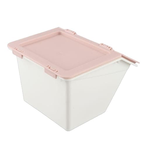 OEBUAFI Mini Desktop Storage Box, Plastic Stackable Organizer with Flip Lid, for Stationery Jewelry Makeup Accessories (Pink)