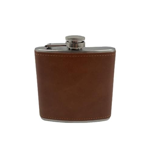 Guijinhao 2 pcs 6oz Hip Flask with 2 Funnels, Stainless Steel Portable Pocket Whiskey Flask with Leather Wrapped Cover, Flasks for Liquor Outdoor Men Women Travel Gift (C6-2) — view 3