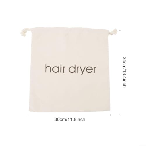 2 Pack Hair Dryer Storage Bags for Travel, Linen Cotton Heat Resistant Pouches with Drawstring for Curling Irons and Straighteners, Beige — view 2