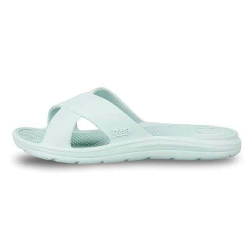 totes® ® SOLBOUNCE Ladies Cross Strap Slider Sandals, Lightweight Summer Slides with Everywear™ Cushioning, Anti-Bacterial Sole, Compression-Resistant Insole, Holiday Footwear, Mint, UK 5 — view 4