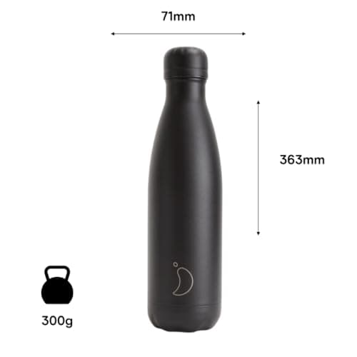 Chilly's Original Water Bottle - All Black - 500ml — view 3