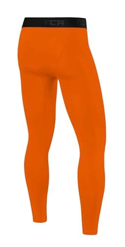 TCA Men Pro Performance Compression Leggings Thermal Base Layer Tights - Orange, XXL — view 3