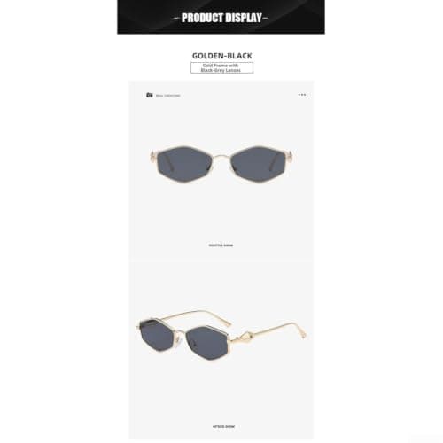 Drivstraw Women's Irregular Diamond Metal Sunglasses UV400 Protection Geometric Frame Fashion Eyewear with Silicone Nose Pads for Travel Daily Outdoor Activities(B) — view 4