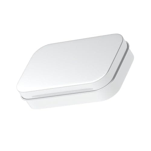 Vibsky Metal Rectangular Tin Box with Flip Top Lid Mint Gum Storage White 95x60x20mm — view 5