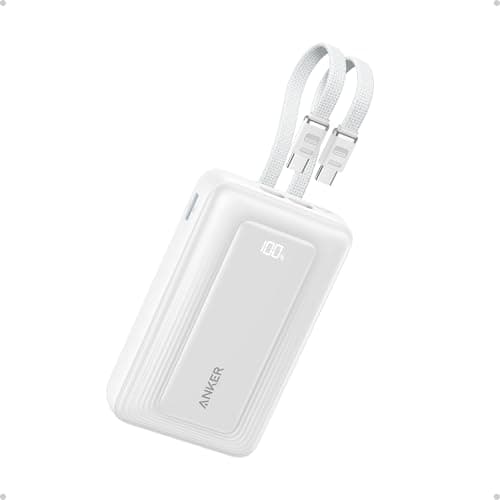 Anker Power Bank, 20,000mAh 45W Portable Charger,Dual Built-in USB-C Cables