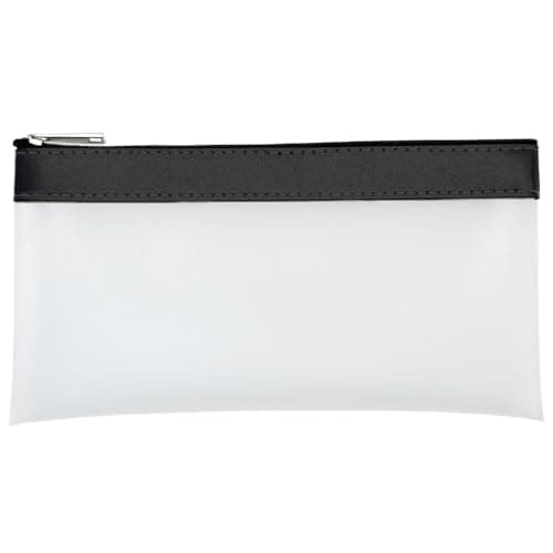 DAZISEN Clear Pencil Case - See Through Plastic Pencil Case Clear Storage Pouch with Zipper for Girls Boys Usage in School Office Home and Travel, Black