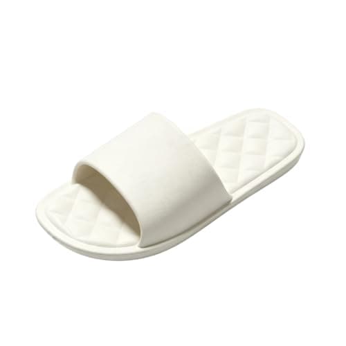 Womens Slip On Slippers Soft Shower Slippers Packable Indoor Slippers White